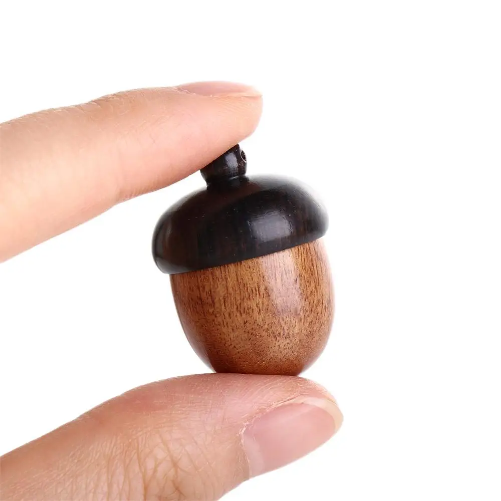 Portable Outdoor Acorn Shape Sandalwood Granule Storage Box Travel Pill Case Capsules Organizer Wooden Pill Box