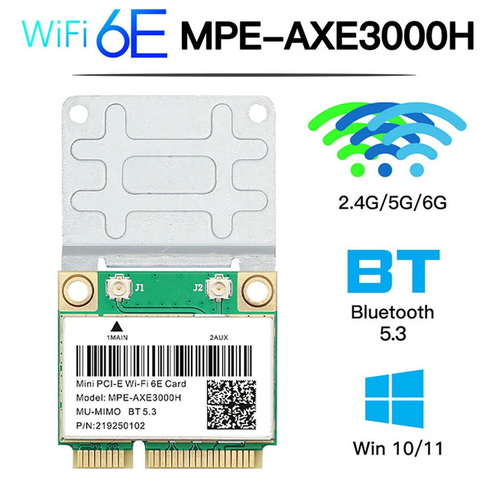 Adaptador sem Fio para Placa de Rede Intel Ax210 Wifi 6e Ax210hmw Mini Pci-e Bluetooth 5.3 Ax200 802.11ax - Imagem 3