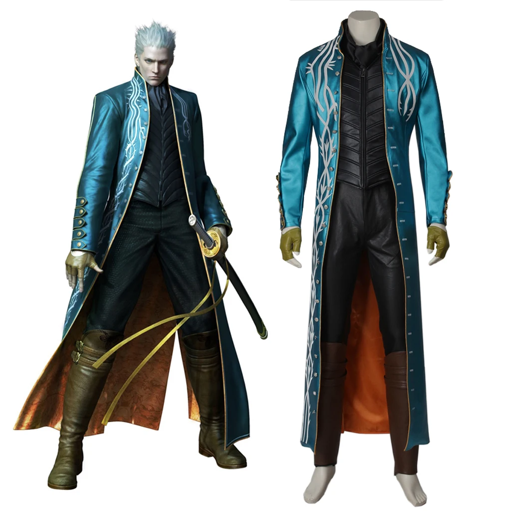

Костюм для косплея DMC 3 вергил, игровой костюм, маскировка, Мужской полный комплект, костюмы на Хэллоуин, вечерние, Карнавальная форма, индивидуальный пошив