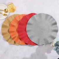 Set of 6 Round Placemats with Weave Design Heat-resistant Table Mats Washable with Corrugated Edge Non-slip Dining Table Mats 1