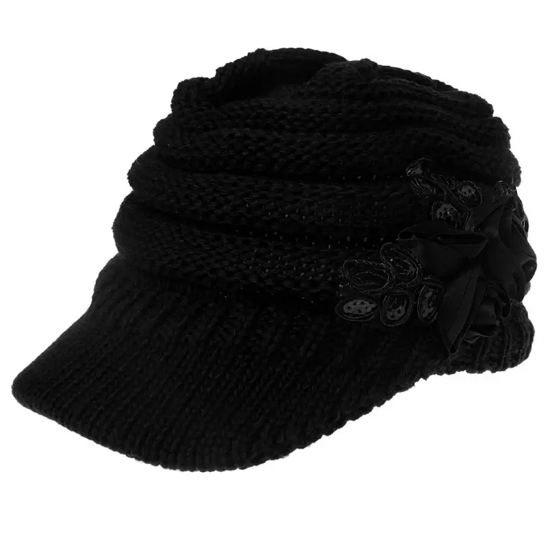 

Women Ladies Knitted Hat Winter Crochet Peaked Beanie Cap Hat Knitted Skull Cap