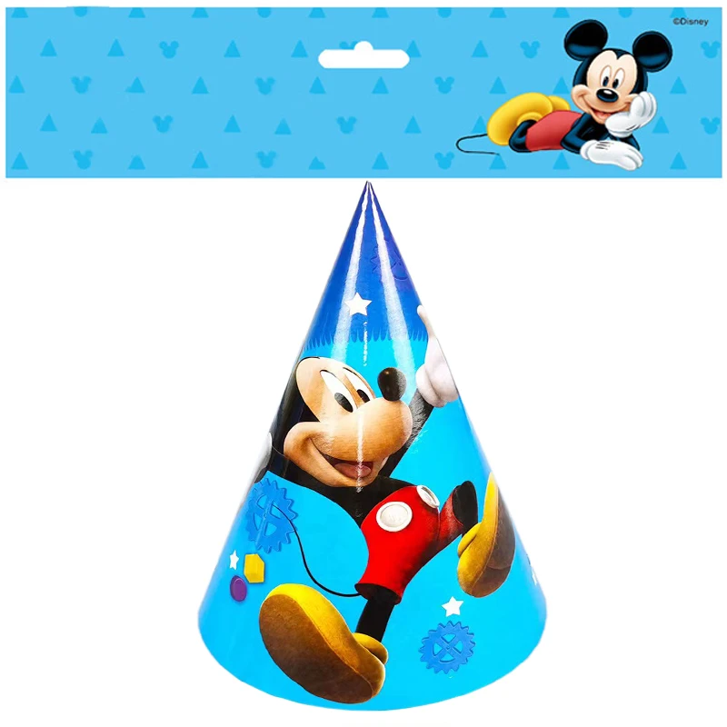 6Pcs Mickey Mouse Birthday Party Caps Ragazzi Preferiti Disney Mickey Mouse Party Hats Forniture Baby Shower Event Decor