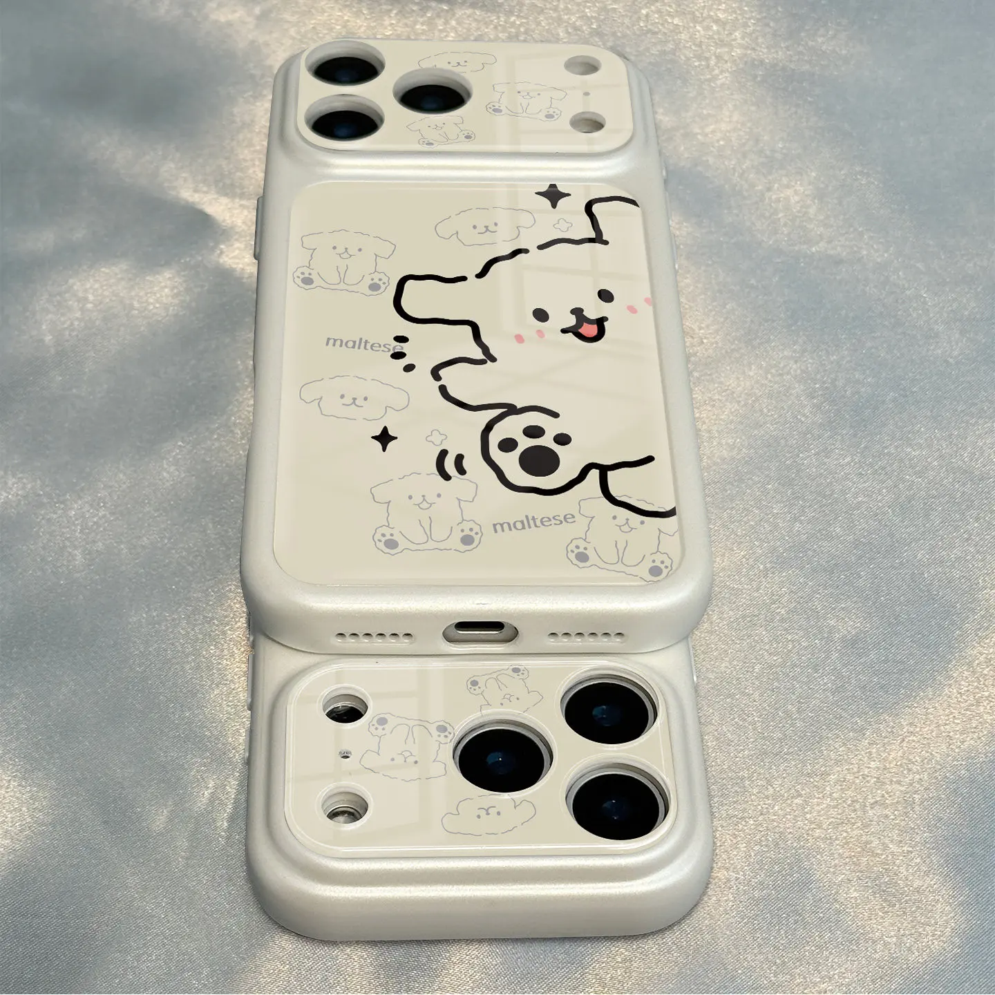 Minimal Line Dog Design Shockproof Bumper Phone Case, Dual-Layer Protection
