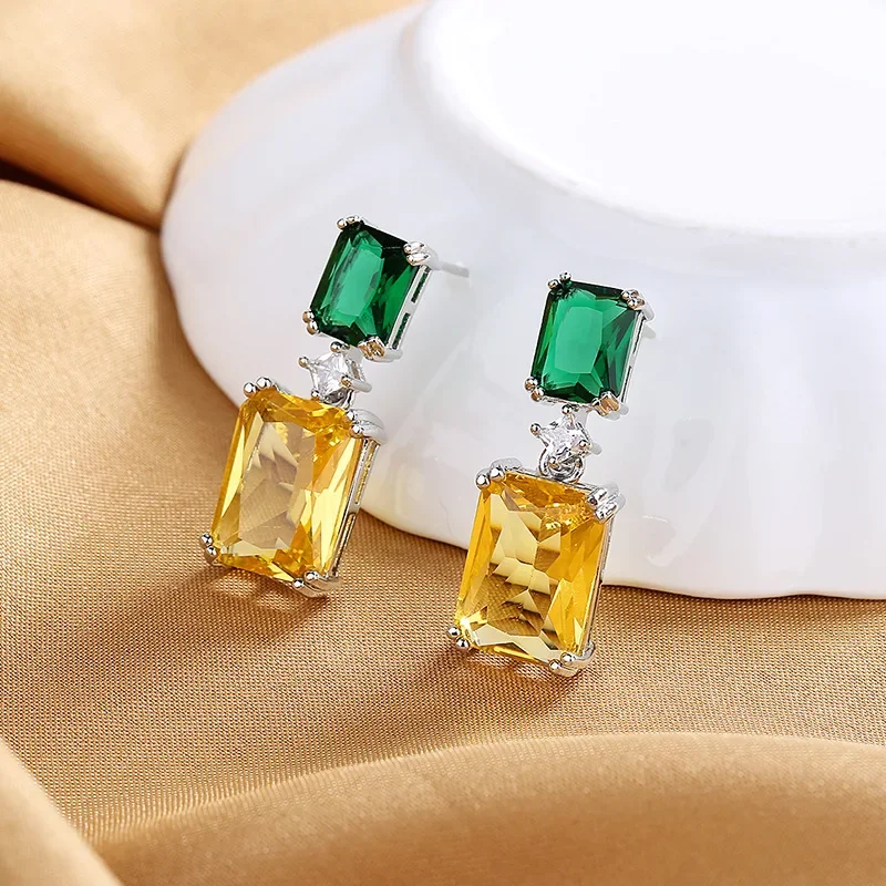 

Classic Rectangular 5 Carat Coloured Zirconia Stud Earrings for Women Fine Accessories Jewellery Gift Choose Your Colour