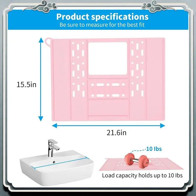 Bathroom Sink Cover For Counter Space Silicone Bathroom Sink Makeup Organizer Mat Resistant Makeup Organizer Pad Pink Durable