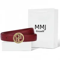 Womens Genuine Leather Belt Alloy Letter Buckle Cowhide Strap Fashion Waistband for Girls and Young Ladies Pants