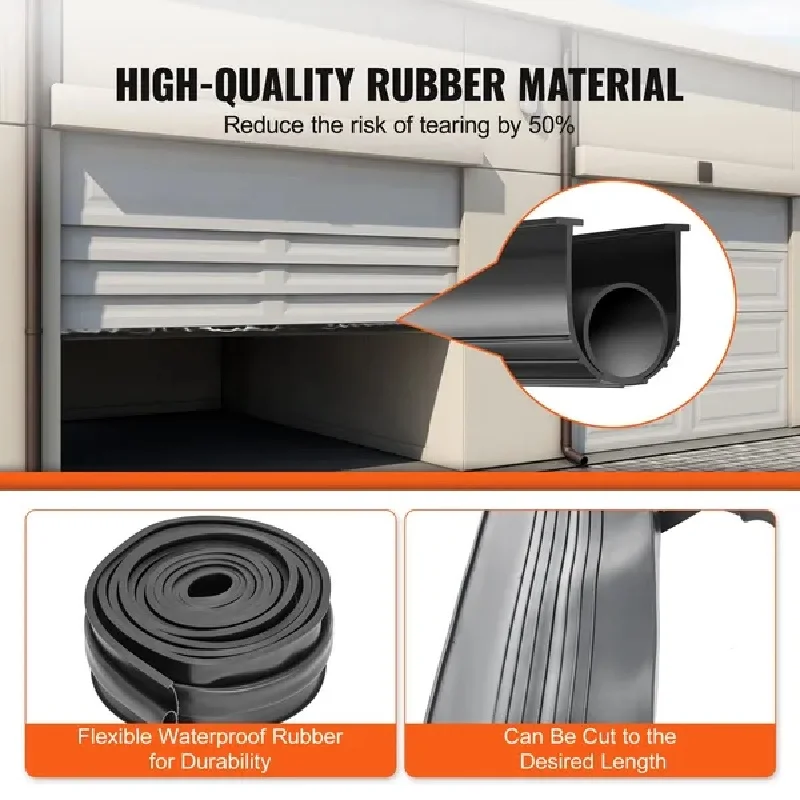VEVOR Garage Door Seals Bottom Rubber, U Shape +O Ring Garage Door Weather Stripping, Universal Weatherproof Threshold Buffering 3