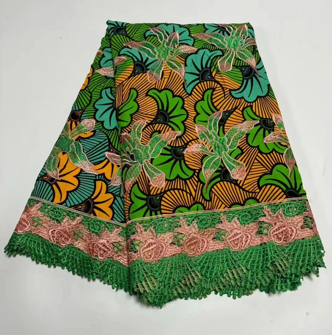 2024 New Good Tissu African Wax Fabric Ankara Grand Wax Glitter Shine Cotton Stain Stuff Pagne Pink Blue Sew Wedding Uniform