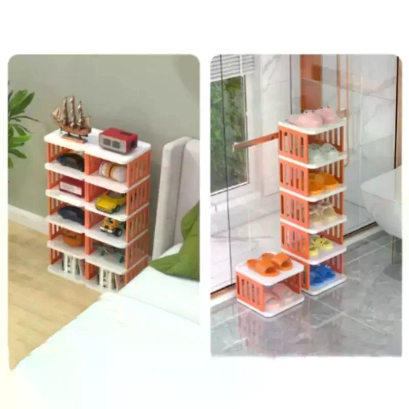Scarpiera impilabile stretta con design salvaspazio a più livelli per ingresso, dormitorio, camera da letto, armadio - immagine 4