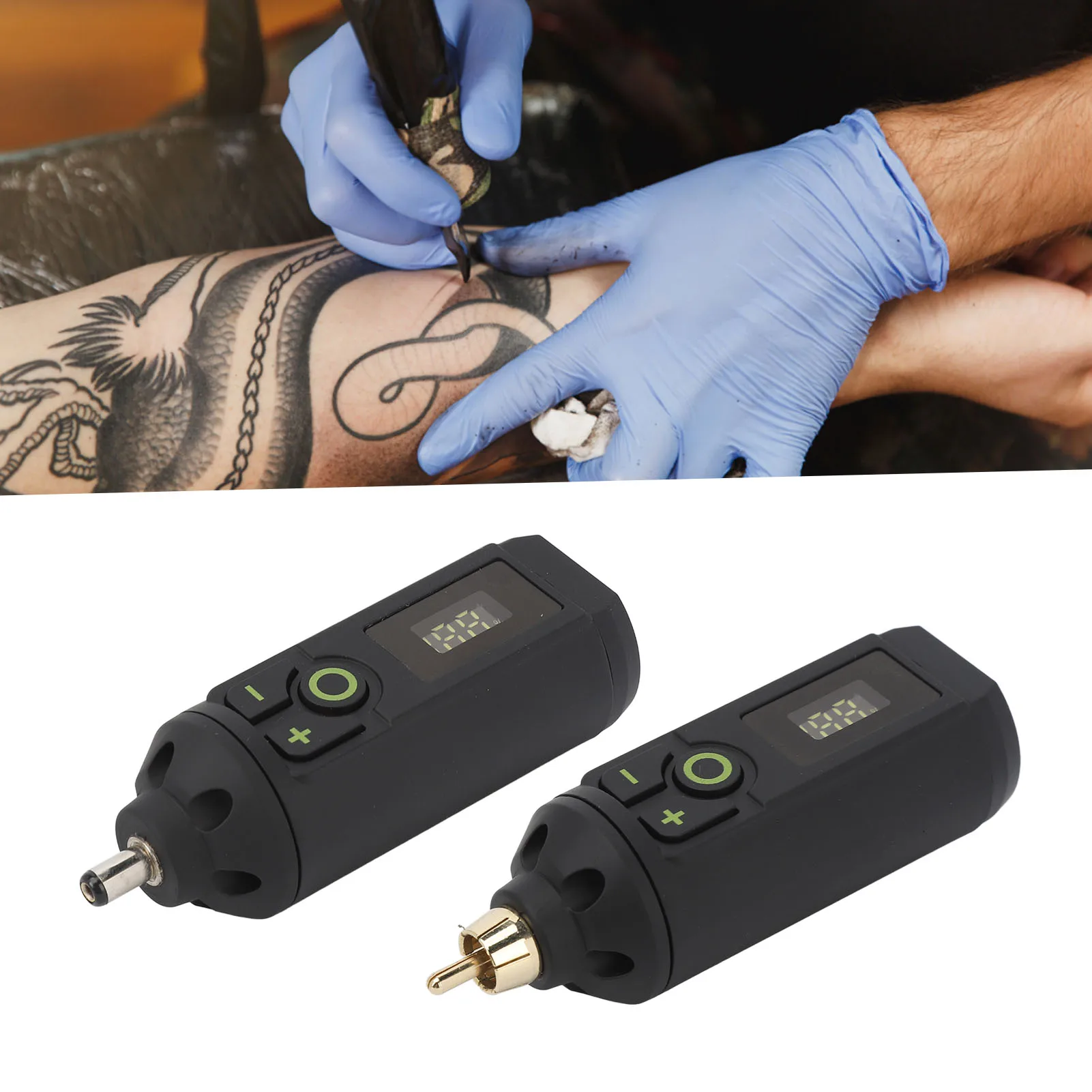 Black Tattoo Machine Battery Wireless Tattoo Machine Battery Type C Alloy Digital LCD Power Supply for Beauty Salon