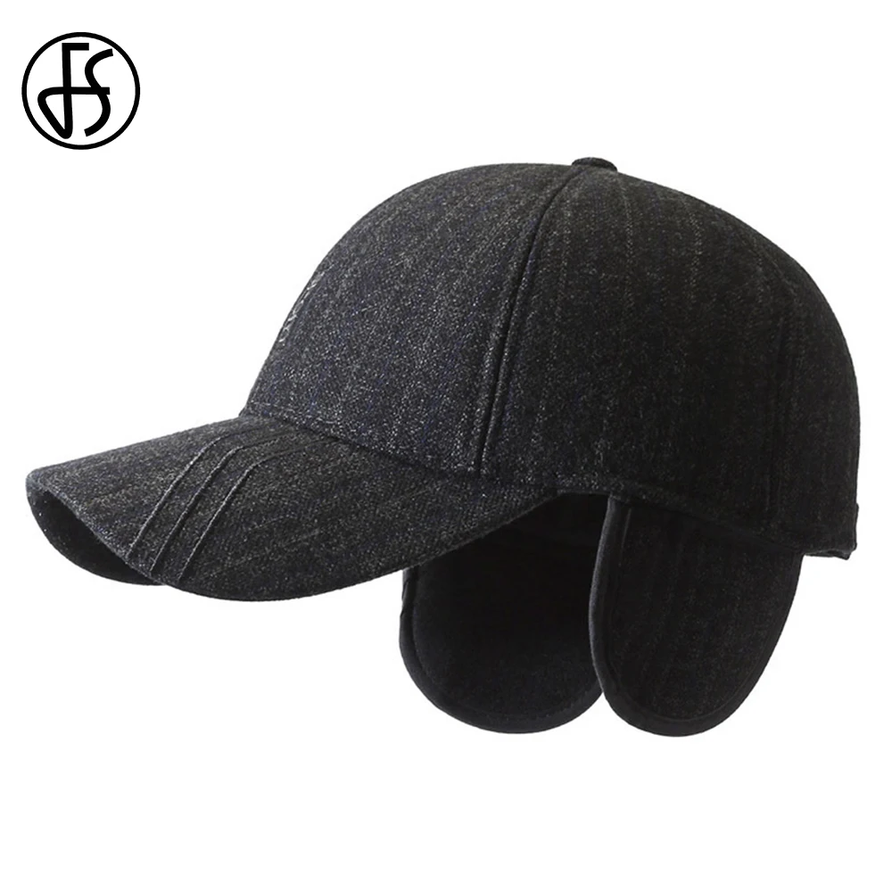 

FS зимний, теплый, полосатый, бейсбольные кепки с буквенным принтом, женские шапки-ушанки, защита от холода, для спорта на открытом воздухе, для бега, черные, коричневые мужские шапки для папы