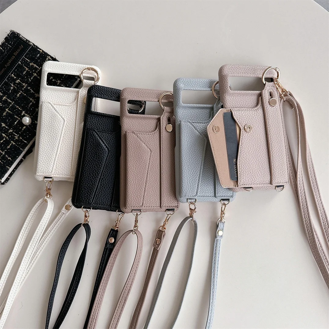 Luxury Crossbody Leather Wallet Case with Hand Strap