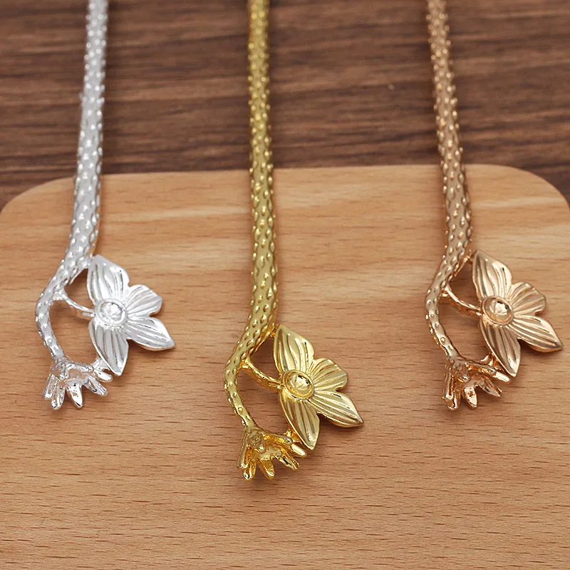 10 개/대 23*162 미리메터 헤어핀 금속 꽃 분기 모양 헤어 스틱 빈티지 헤어 액세서리