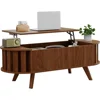 Lift Top Coffee Table with Storage,47.2" Oval Coffees Tables with Open Fence Storage, Mid Century Coffee Table with Lifting top 2