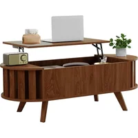 Lift Top Coffee Table with Storage,47.2" Oval Coffees Tables with Open Fence Storage, Mid Century Coffee Table with Lifting top 2