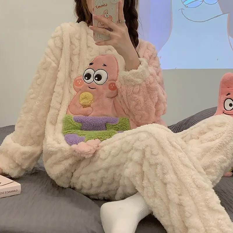 

Spongebob Squarepants Patrick Star Plush Pajamas Home Clothes Suit Long Sleeve Comfortable Girl Christmas Gift For Girlfriend