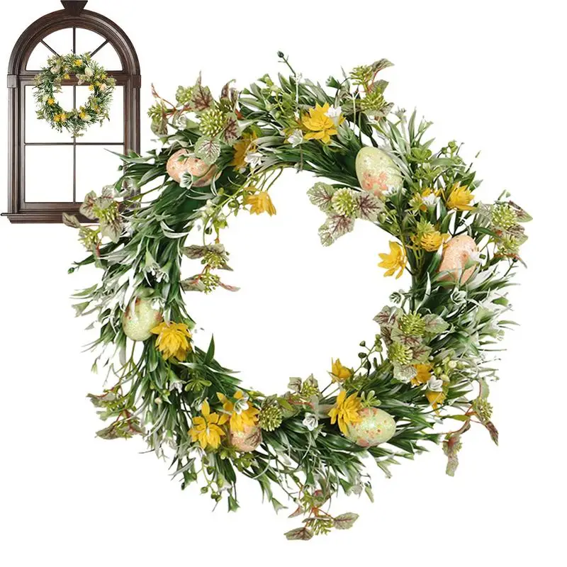 

Easter Wreath For Front Door Spring Assorted Twigs Flowers With Pastel Eggs Wreaths For Doors Flower Egg Door Wreath Decor