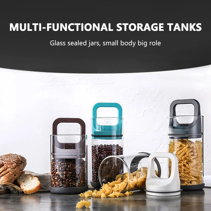 Luftdichter Glasbehälter für Lebensmittel, Tee, Kaffeebohnen, Aufbewahrungsflaschen für die Küche, versiegeltes Glas, für Böden, Bonbongläser, Küchenorganizer_voghion.com