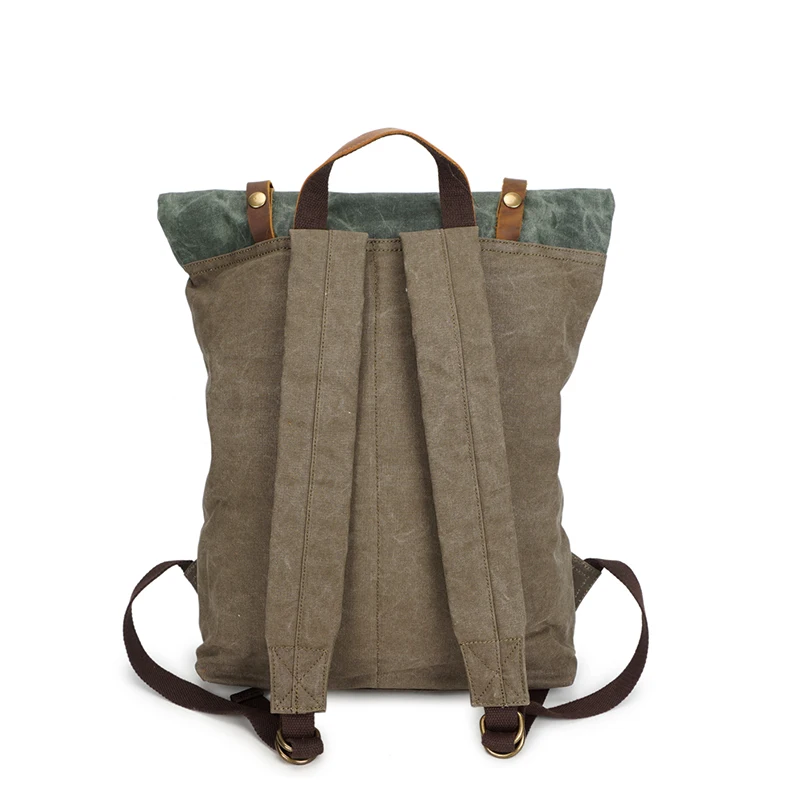 Canvas Leather Laptop Backpack Vintage Rucksack —