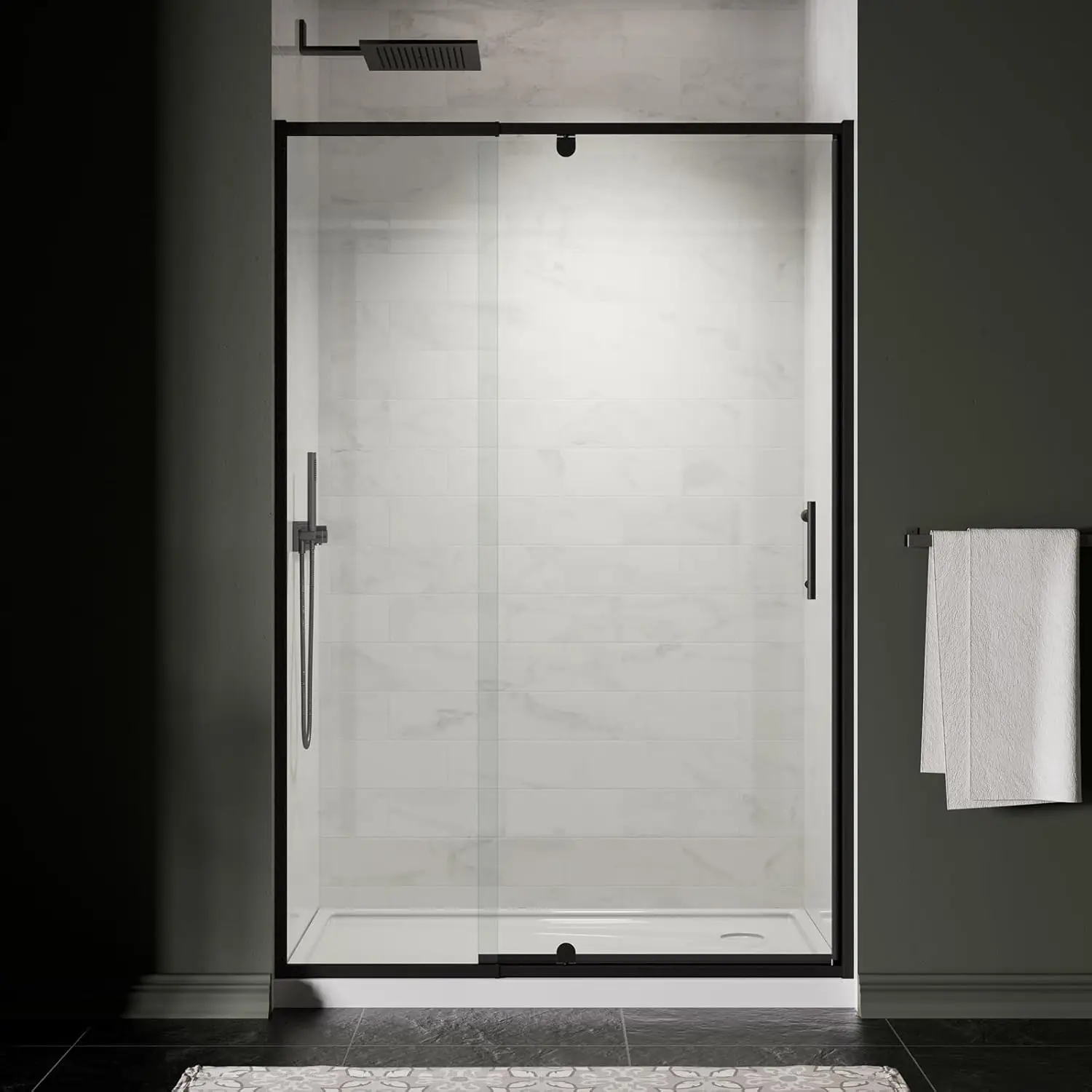 38-42" W x 71" H Pivot Shower Door, with 1/4" (6mm) Clear SGCC Tempered Glass, Reversible Installation 2