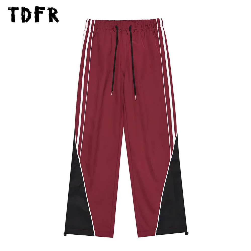 

Contrast Paneled Joggers Pants Mens Loose Casual Streetwear Elastic Waist Wide Leg Track Pants Men