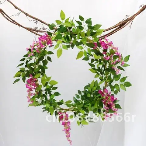 

Artificial Flower Vine Ivy Leaf Garland Fake Plant Outdoor Home Garden Trailing Wreath Wedding Arch Decoration 7ft 2M Wisteria