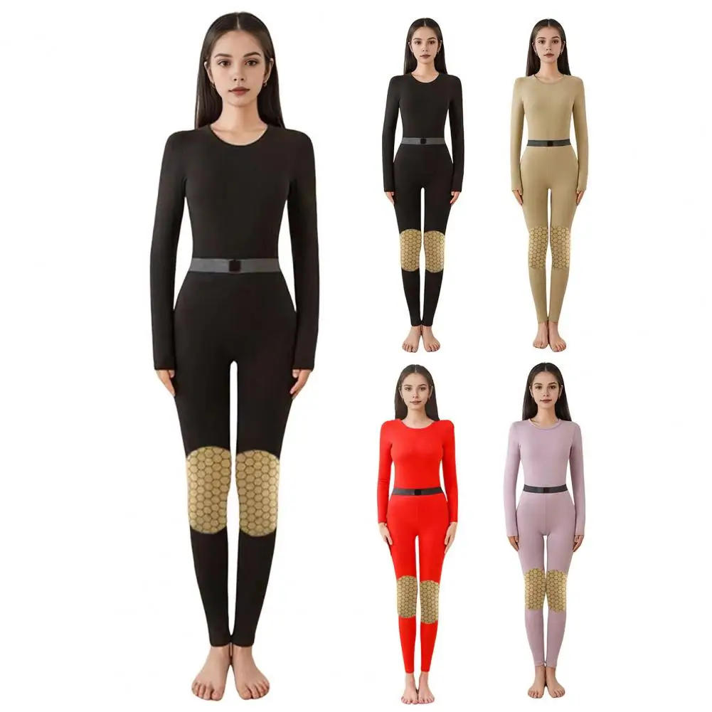 2Pcs Women Winter Thermal Underwear Warm Thick Plush Elastic Lady Pajamas Set Heat Retention Soft Sports Tracksuit Top Pants Set