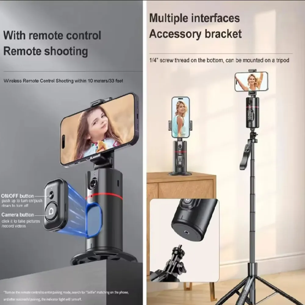 360 Rotation Follow-up Gimbal Stabilizer Monopod Desktop Tracking Gimbal With Remote For Live Photography