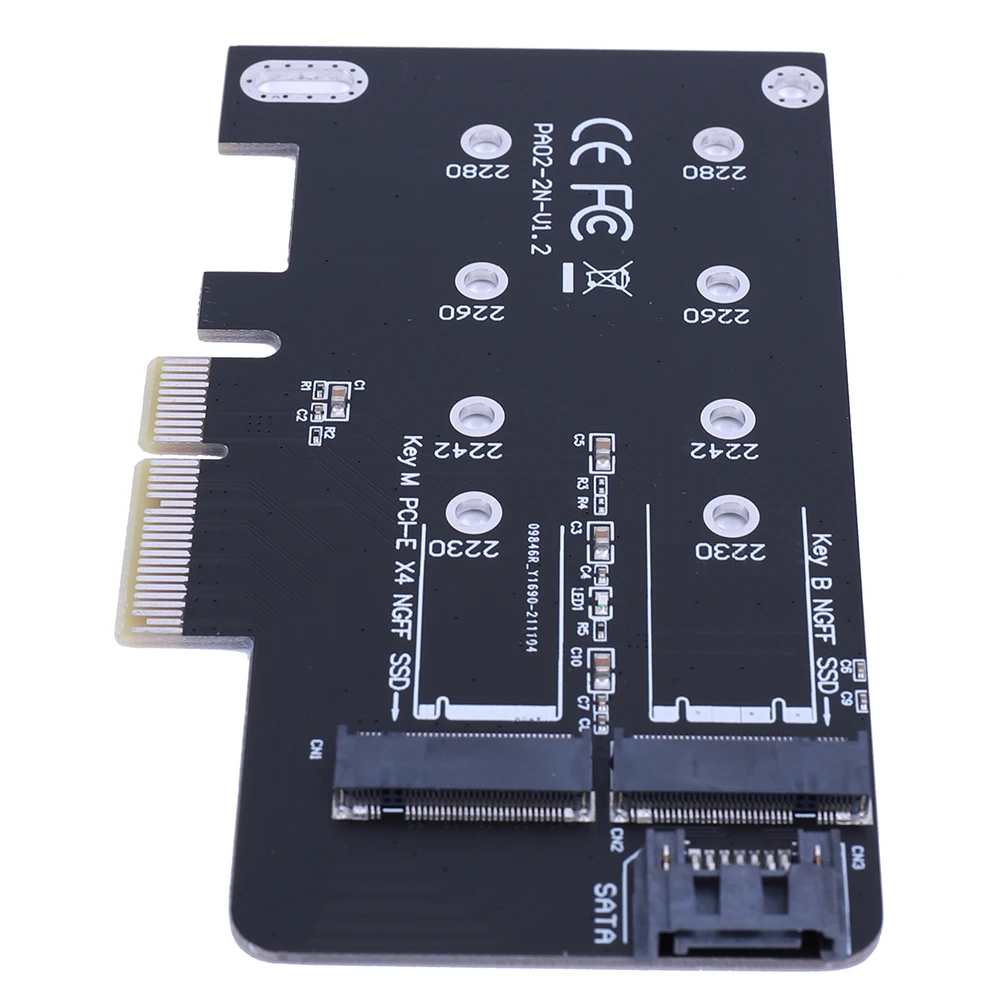 

PCIe Adapter for M.2 NVMe Mkey and SATA Bkey SSD 2280 2260 2242 2230 Pci-E 4.0 X4 Expansion Card for Desktop Pci-e Slot