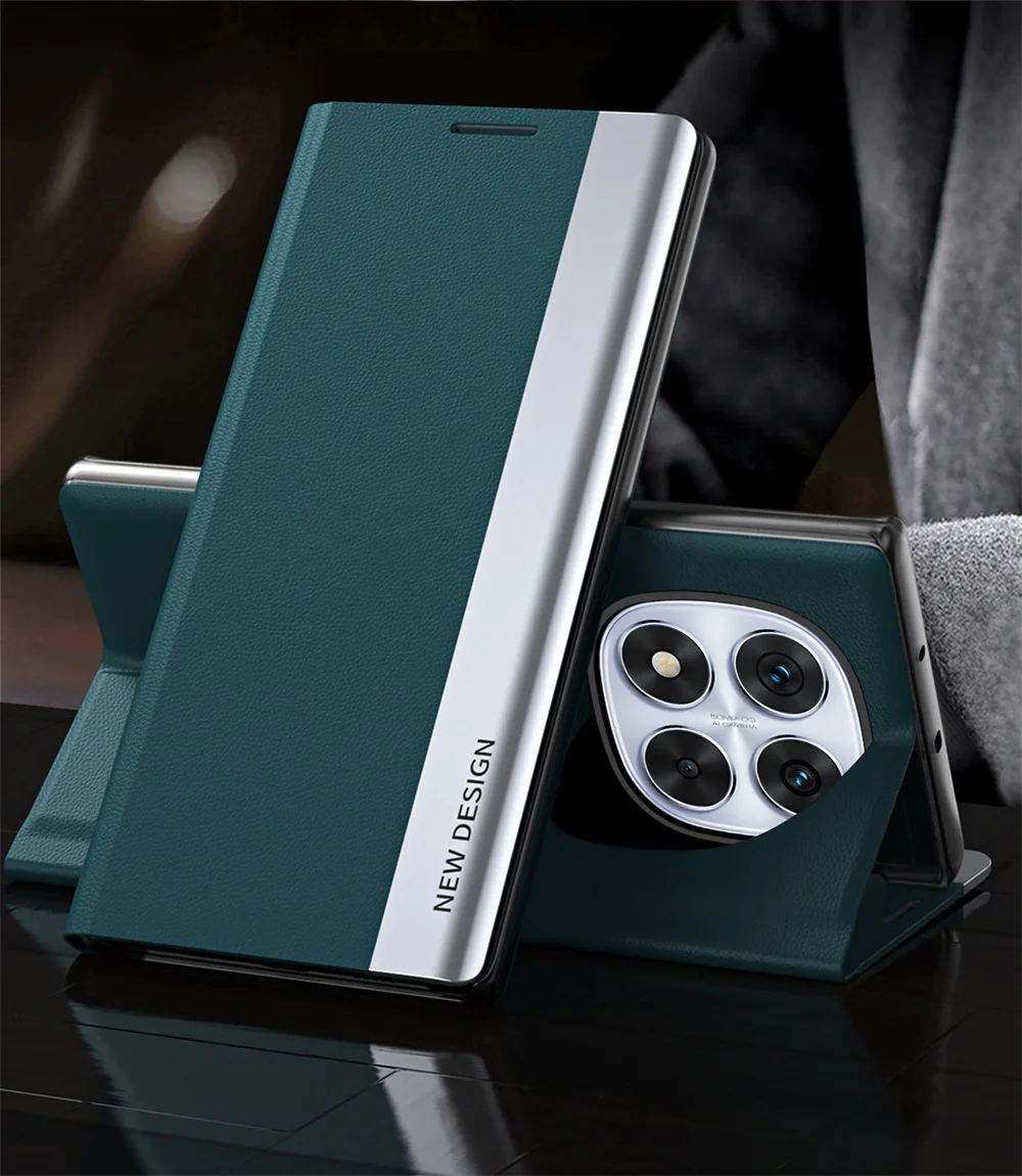 Stylish Shockproof Leather Flip Phone Case with Plating Finish