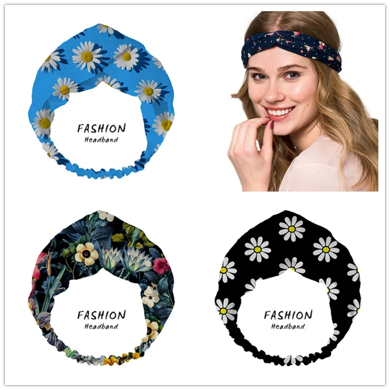 

Women Daisies Print Bandanas HairBands Turban Headwear Head Wrap Women Hair Accessories for Women girls Hair Bands ladies Hoop