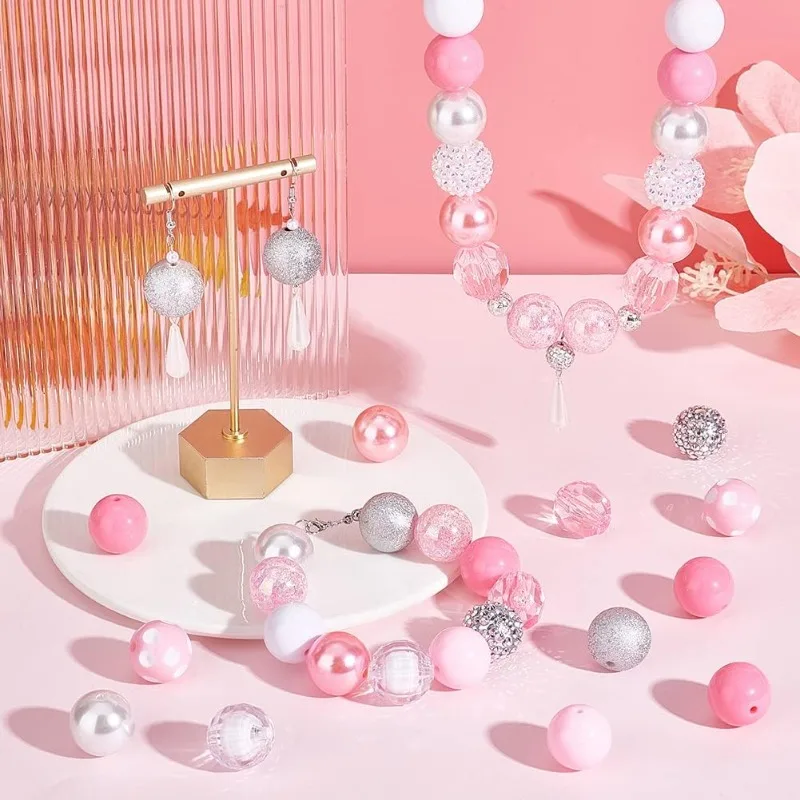 PandaHall 50 Cuentas Doradas De Chicle De 20 Mm De Grosor, Cuentas Acrílicas Plateadas, Cuentas Grandes De Perlas De Diamantes De Imitación, Cuentas