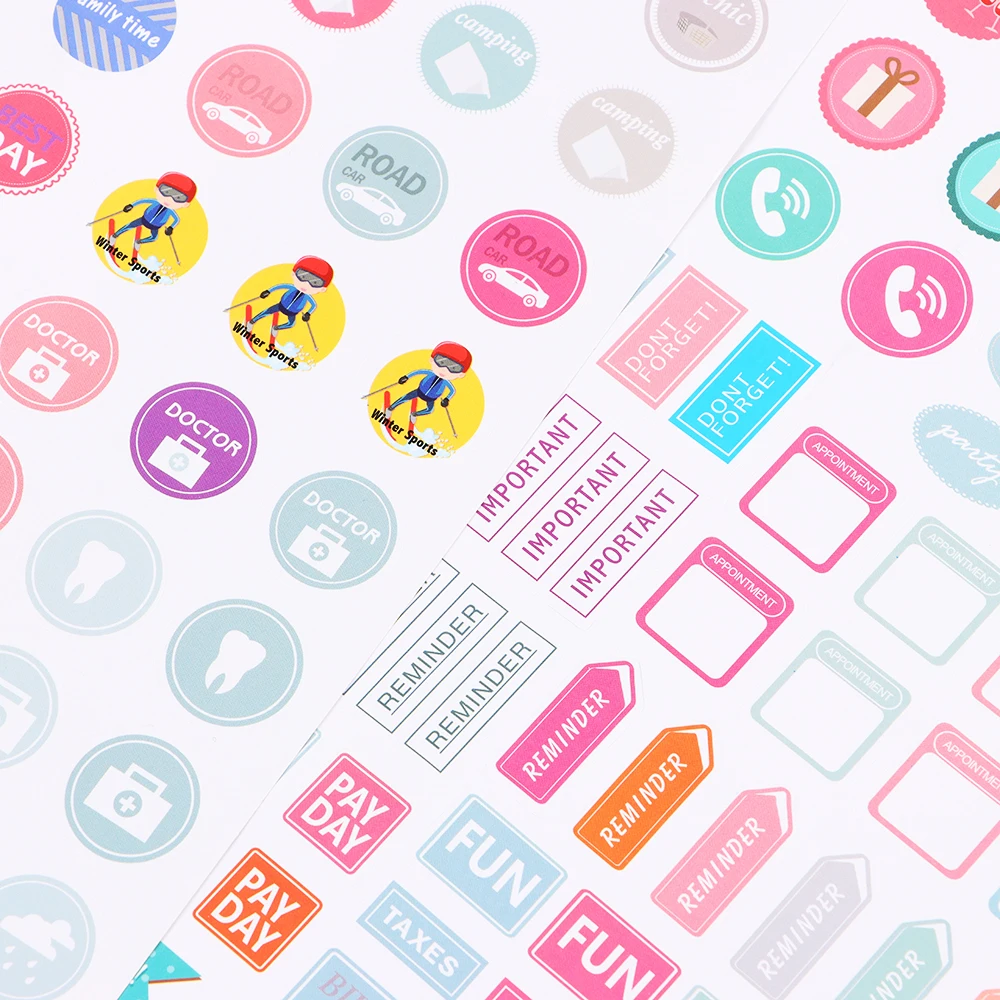 캘린더 데칼 할 일 목록 플래너 스티커, 인덱스 라벨 메모 노트, 다채로운 스크랩북 장식, 데일리 플랜 스티커 노트, 2 매 세트