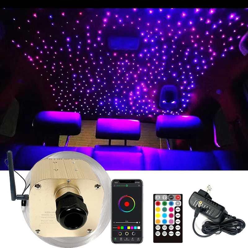 Optical fiber lamp Twinkle Fiber Optic Star ceiling kit Bluetooth APP Control Starry Car LED Light Kid Room RGB COLOR golden