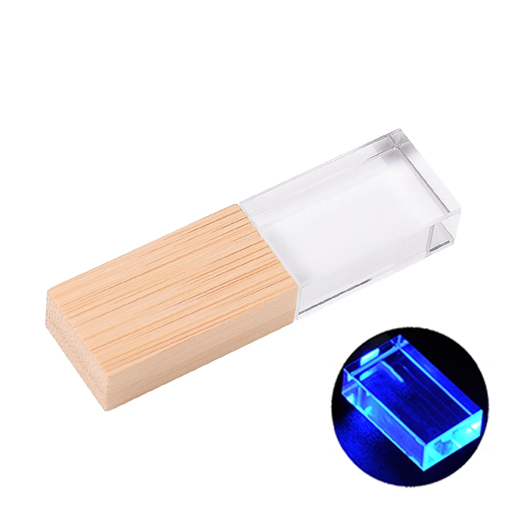 LED 램프 크리스탈 64GB USB 플래시 드라이브 32GB 펜 드라이브 메이플 16GB 메모리 스틱 8GB 웨딩 사진 선물 U 디스크 4GB