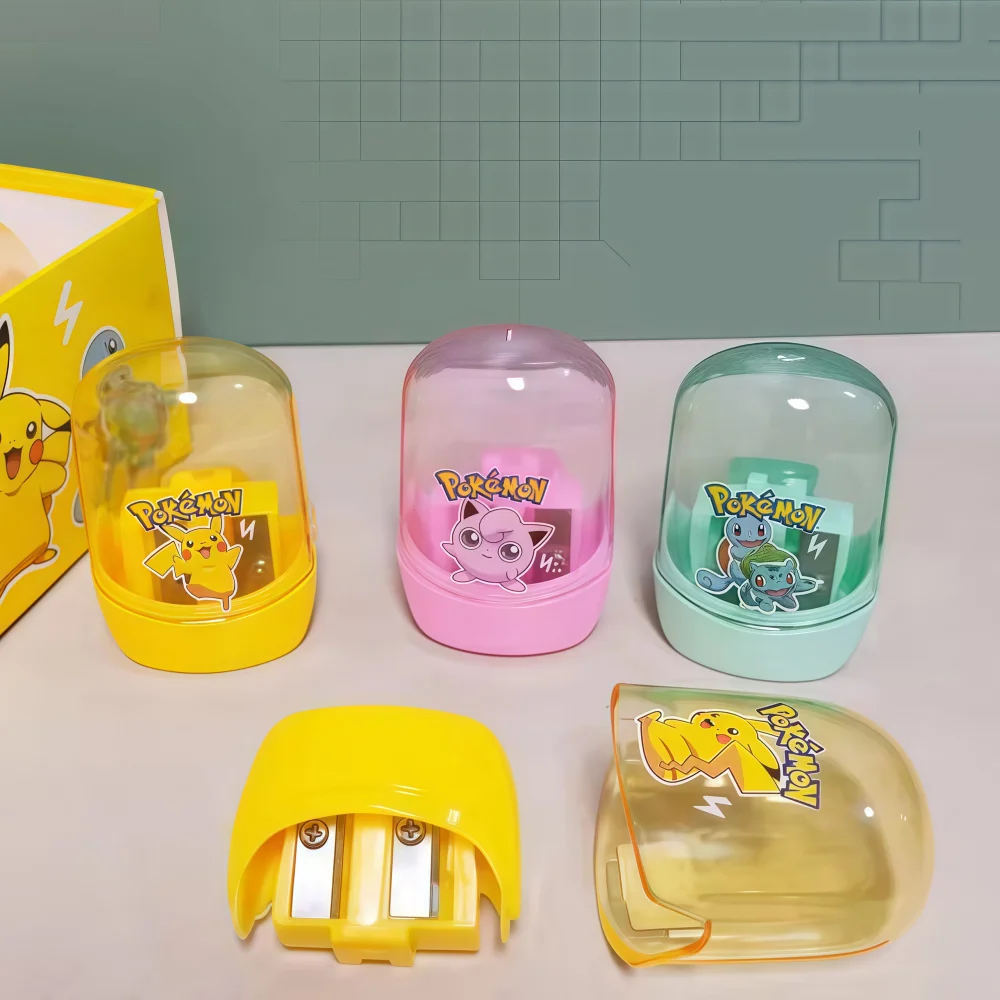 Pokemon pikachu pencil sharpener eraser 1/4pcs Anime Students Cartoon Pencil-knife Necessary Study Stationery School Supplies