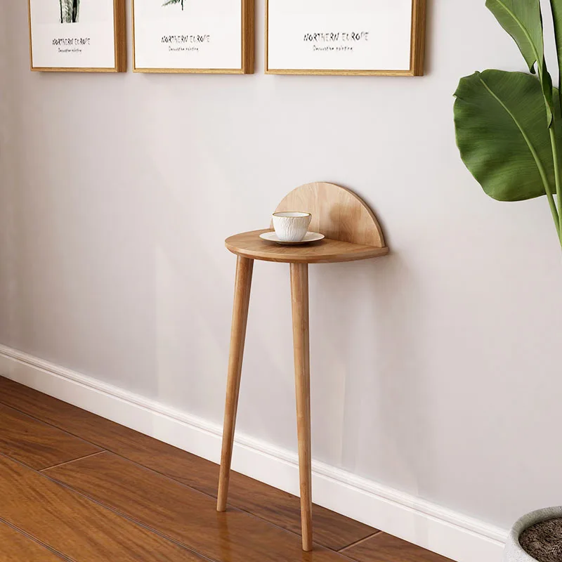 

Solid Wood Ballet Against Wall Side Table Unique Shape Bedside Tables Simple Porch Table Corridor Shelf Small Coffee Table