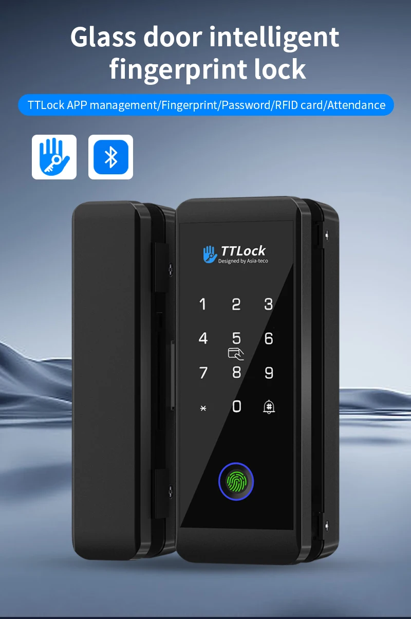 Ttlock APP Wooden Glass Door Lock Bluetooth Remote Unlock Fingerprint App Card P