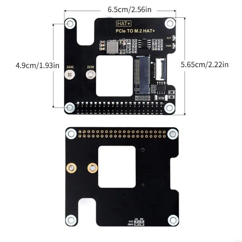 E65C For Pi 5 PCIe to M.2 HAT NVME High Speed Expansion Board with 16Pin Cable GPIO Header Support Active Cooling for RPI 5