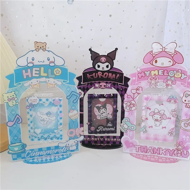

Kuromi Anime Figure Sanrio Cute Kawaii Girl Cinnamoroll MyMelody Standing Photo Frame Rotating Decoration Ornaments Friends Gift