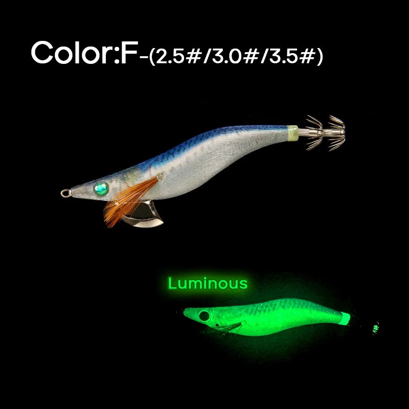 Fish WOW! GLOW Squid Jigs 3.75" Fishing Lures - Glow-in-the-Dark Jigs For  Saltwater &