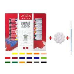 Professional Oil Paint Set with Brush and Palette - 12ml Tubes in Vibrant Colors (18colors-set)