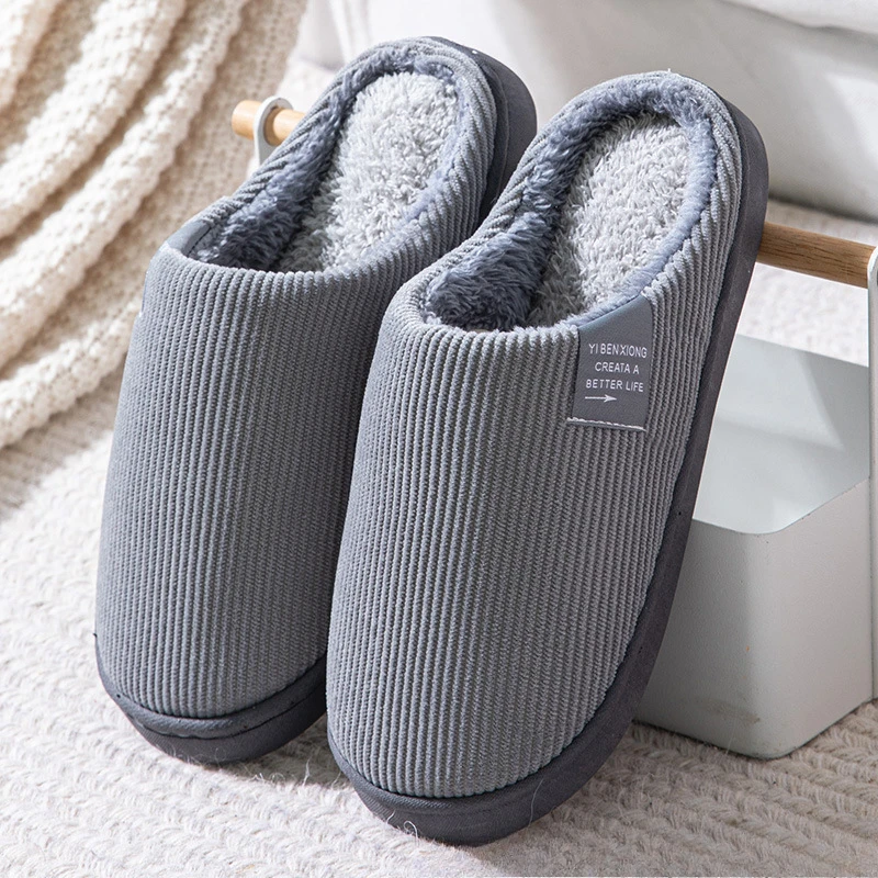 Winter Hot Sale Cotton Plush Thick-soled Slippers Women Men Indoor Outdoor Wear Soft Thick Non-slip Warm Cotton Slippers 6