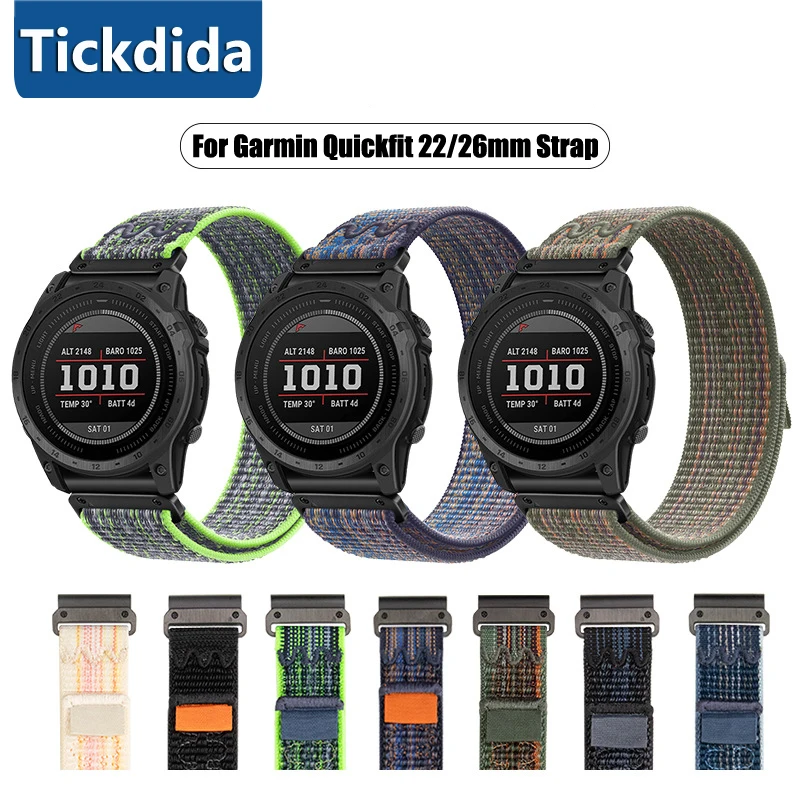 

22 26mm QuickFit Strap for Garmin Tactix 7 Pro Enduro Fenix 7X 7 Pro 6X 6 Pro 5 5X Plus Epix Gen 2 935 Bracelet Nylon Watchband