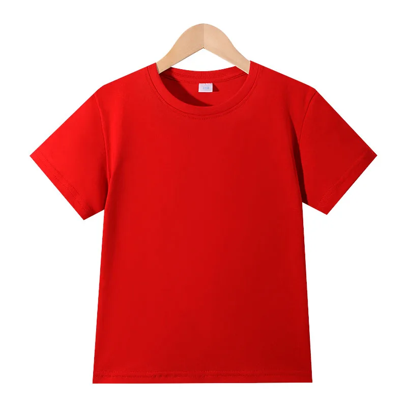 New Pure Cotton Short Sleeved T-shirt for Boys Girls Summer Thin Solid Color Breathable Outdoor Sports and Fitness Top