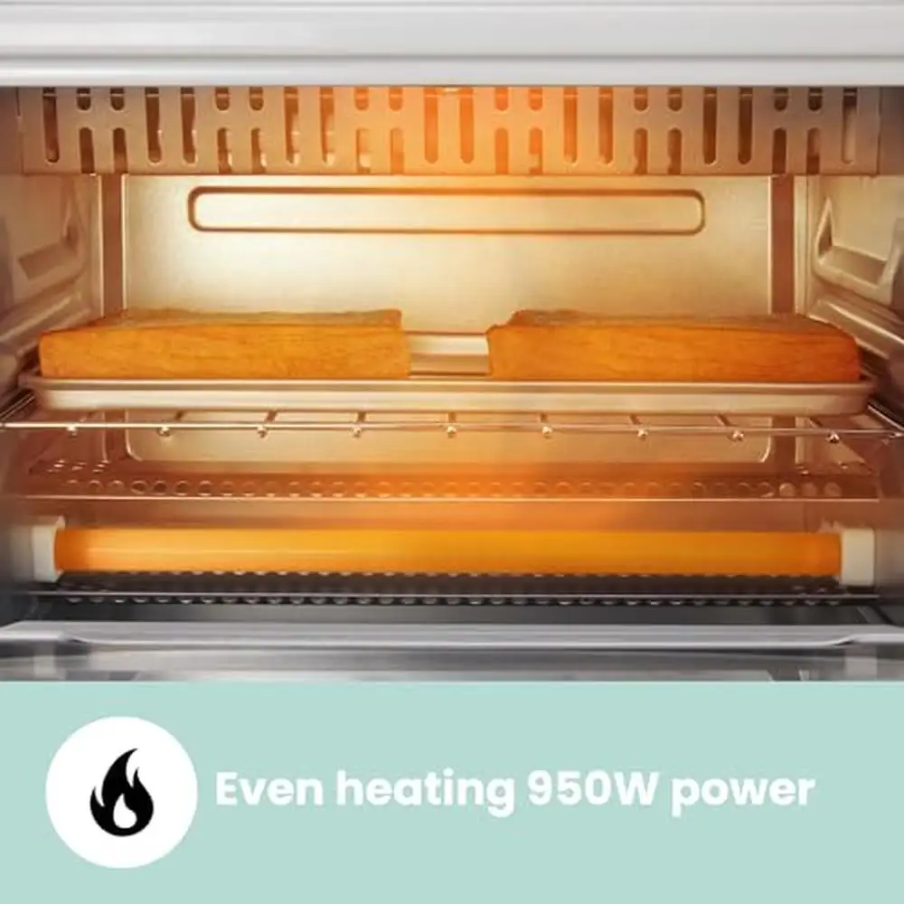 Versatile Mini Toaster Oven Combo 4-Slice Compact 2-Rack 950W Bake Broil Stainless Steel Black 15L Capacity 4