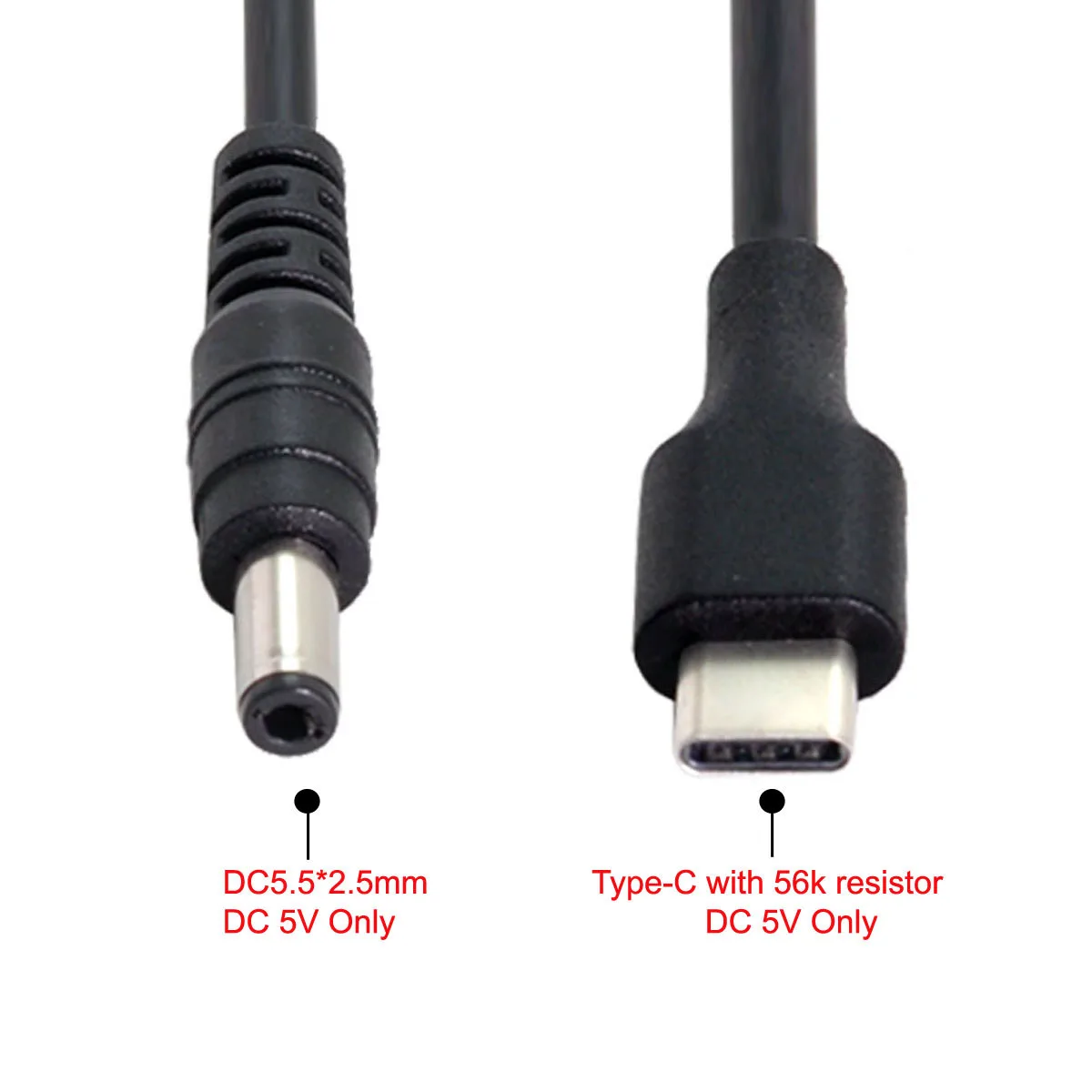 Cablecc USB 3.1 Type C USB-C to 5V DC 5.5*2.5mm Power Plug Extension Charge Cable 25cm for Cell Phone