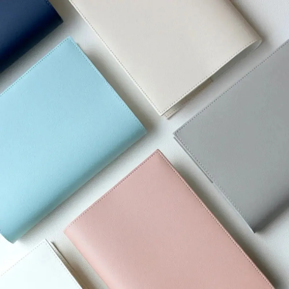 Korean Pu Leather Book Cover Solid Color No Bookmark Replaceable Cover Notebook Leather Cover Home Office Use - 4
