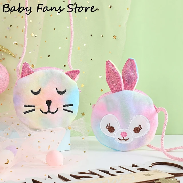Cartoon Plush Shoulder Bag Unicorn Cat Bear Rabbit Coin Purse Winter Round Crossbody Bag Wallet Big Eyes Cute Handbags Children 2