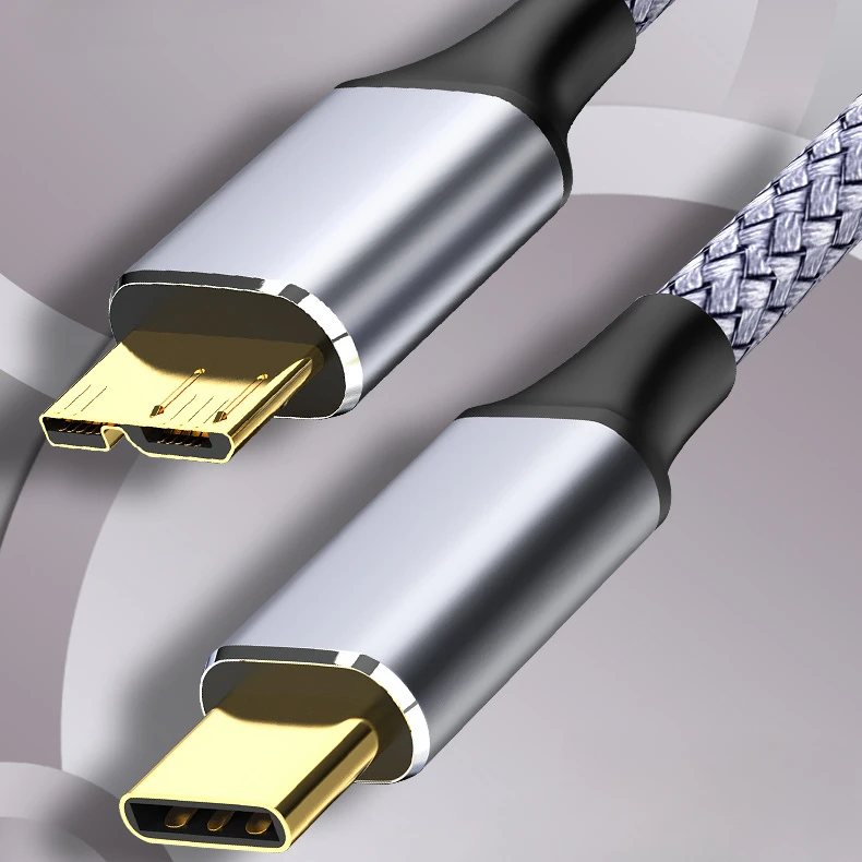 USB C to Micro B Cable Braided USB 3.0 Type C Male to Micro B Male For MacBook Toshiba Canvio camera